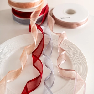 Elegant multi-color sheer organza ribbons for Christmas tree decor and gift wrapping
