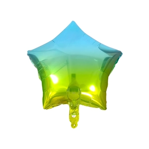 Close-up of star-shaped gradient foil balloon with metallic finish for party decoration