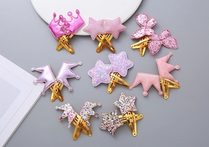 Détails des barrettes à paillettes cœur et étoile pour filles en tons rose et violet