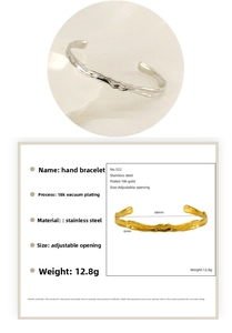 Size chart showing 6mm width and 18K plated stainless steel bangle specifications