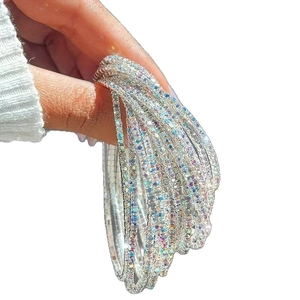 Sparkling multi-row crystal stretch bracelet with iridescent rhinestones for women