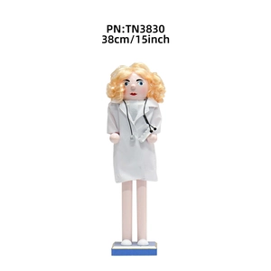 38cm wooden nurse nutcracker figure with stethoscope and white coat Christmas ornament