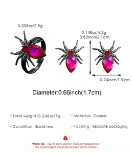 Tableau détaillé des tailles du parure araignée gothique avec pierres roses et noires