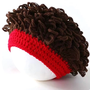 Cappello In Maglia Parrucca Afro Per Neonati Acrilico Morbido Caldo Divertente Uncinetto Per Bambini Accessori Foto