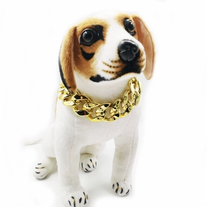 Hip hop style gold Cuban link pet collar for dogs in lightweight plastic material