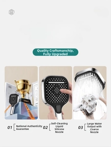 Detail of square high pressure shower head with self-cleaning liquid silicone nozzles