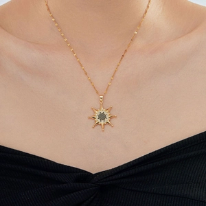 Collier Pendentif Tournesol en Zirconia pour Femme Luxe Léger Cuivre Forme Étoile Or Argent Électroplaqué Bijoux