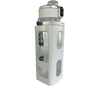 White 1500ml square sports water bottle with motivational time markers and carry strap