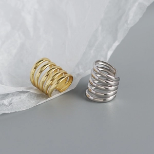 Minimalist S925 silver multi-layer ear cuff in gold and silver for non-pierced ears