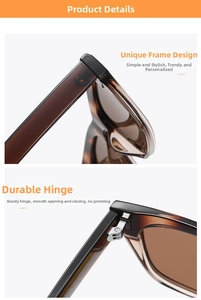 Detail of durable silver metal hinges and wide tortoise acetate temples on sunglasses