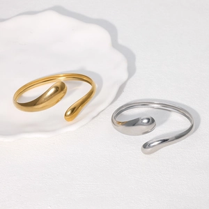 Minimalist Stainless Steel Open Cuff Bracelet With Teardrop Ends Non Fading Polished Jewelry For Women