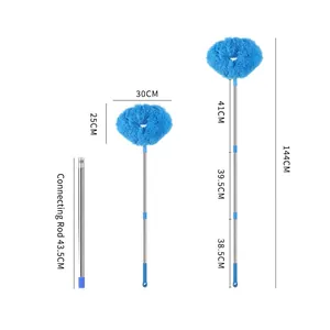 Extendable ceiling fan duster with microfiber head and stainless steel handle 144cm