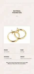 Detail of gold non-piercing spring ear clips showing high-grade 312 stainless steel