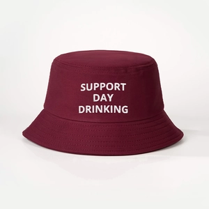 Bob en coton bordeaux avec broderie blanche SUPPORT DAY DRINKING pour un style décontracté