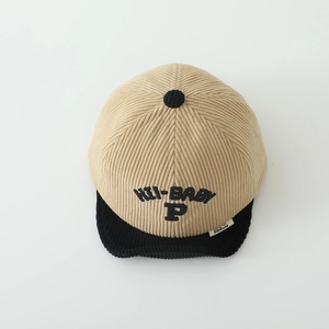 Striped corduroy baby baseball cap with HII-BABY P embroidery and soft black brim