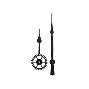 Quartz wall clock replacement hands set with decorative gear hollow design in matte black
