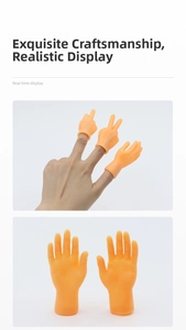 Detailed view of flexible silicone finger puppets in various gestures for cat massage