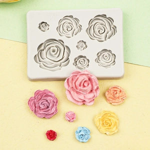Grey 7-cavity 3D rose silicone mold for DIY soap, chocolate, and cake fondant decoration