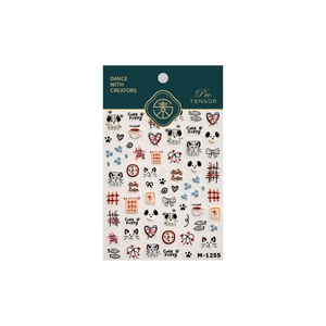 3D embossed nail art stickers featuring cute cartoon dogs cats and grid patterns M-1255