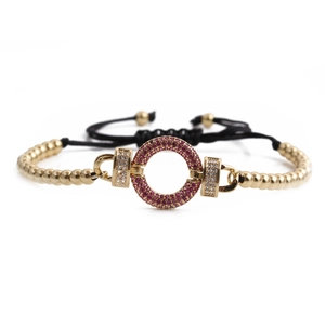 Adjustable Braided Rope Bracelet Copper Beads Micro Pave Zircon Geometric Charm Jewelry For Men Women Fashion Gift
