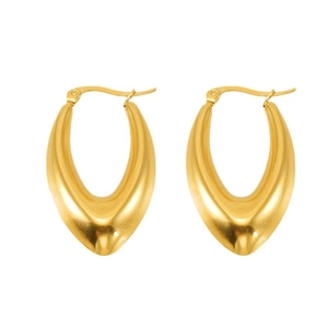 Elegant 18K gold-plated U-shaped stainless steel hoop earrings with high polish finish