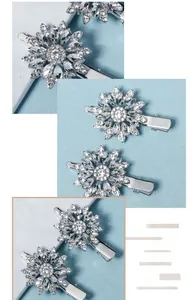 Close-up of sparkling rhinestone sunflower hair clips with silver metal base detailing