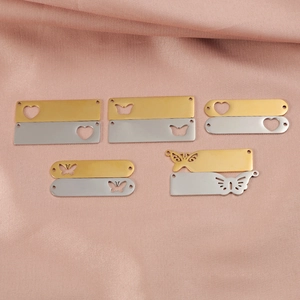 Hollow Heart Butterfly Rectangular Bar Pendants 304 Stainless Steel Double Hole Connectors DIY Jewelry Making Findings