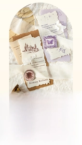 Detailed relief texture of vintage Time Mail stationery stickers for scrapbooking