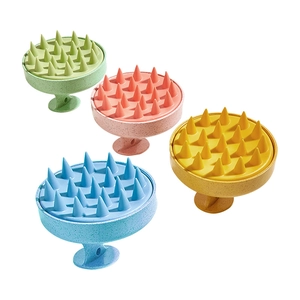 Biodegradable wheat straw scalp massage brushes in four colors with silicone bristles