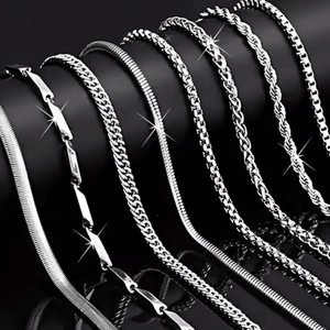 Men's Hip Hop Stainless Steel Chain Necklace Set Silver Tone Multi-Layer DIY Link Chain For Everyday Wear Party Jewelry Gift