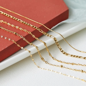 Minimalist Titanium Steel Basic Chain Necklace For Women Gold Silver Versatile Figaro Box Water Wave Wheat Link Chain Jewelry