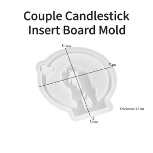 Detailed view of couple silhouette silicone mold for DIY resin candle holder with dimensions