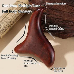 Sandalwood triangular massage tool for full body acupoint therapy and meridian scraping