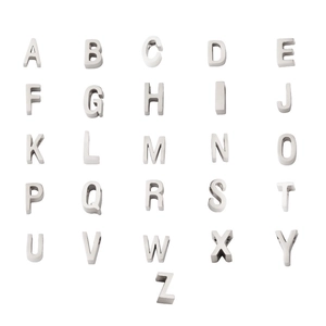 Ensemble de breloques alphabet A-Z en acier inoxydable argenté poli en grille