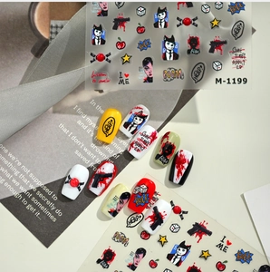 Punk comic nail art stickers M-1199 featuring cartoon motifs and punk illustrations