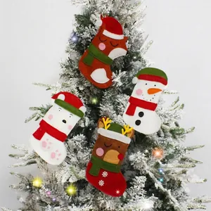 Detailed specifications and sizes for Christmas stocking gift bags with cute festive characters