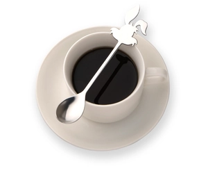 Macro shot of 304 stainless steel coffee spoon featuring a creative bunny head handle design
