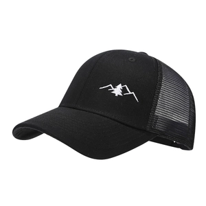 Outdoor mesh baseball cap with white mountain embroidery and breathable sun protection