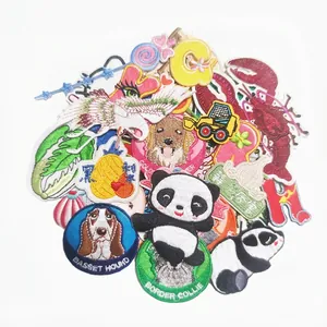 Set of 30 assorted cartoon embroidery patches with iron-on adhesive backing for clothing