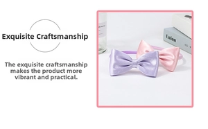 Detail view of purple and pink satin bow headbands on a clean lifestyle background