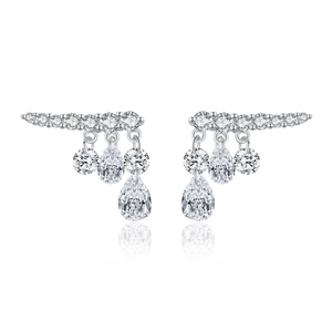 Elegant S925 sterling silver drop earrings with shimmering round and pear cut zirconia