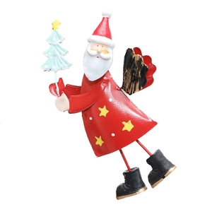 3D iron Santa Claus hanging ornament with yellow stars for Christmas tree decor