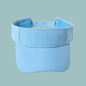 Detailed view of light blue twill fabric texture on a sun visor cap for summer