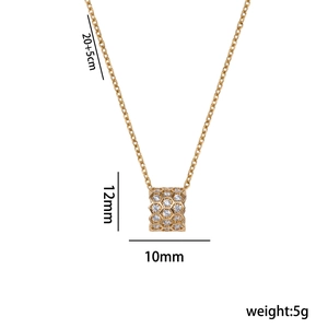 Golden titanium steel honeycomb necklace with crystals and 12mm hexagon pendant