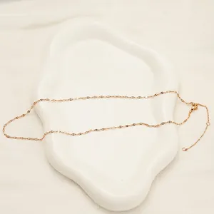 Minimalist rose gold stainless steel lip chain necklace with adjustable lobster clasp