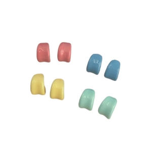 Vibrant C-shaped resin earrings in pastel candy colors for a summer dopamine aesthetic
