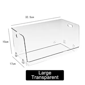 Large clear acrylic cosmetic organizer box with handles, dimensions 32.5x17x15cm