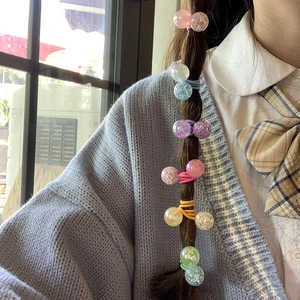 Bunte Kugel Haargummis fuer Maedchen, suesse magische Perlen Pferdeschwanz Halter, Detailansicht