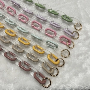 Colorful frosted acrylic chain links with gold metal clasps for bags and phones