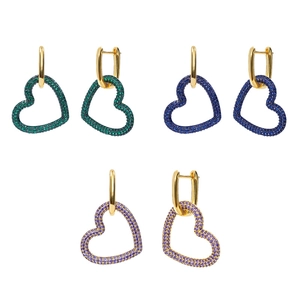 Heart Shaped Hoop Earrings Copper Micro Pave Zircon With 925 Sterling Silver Earring Post Ins Style Fashion For Women